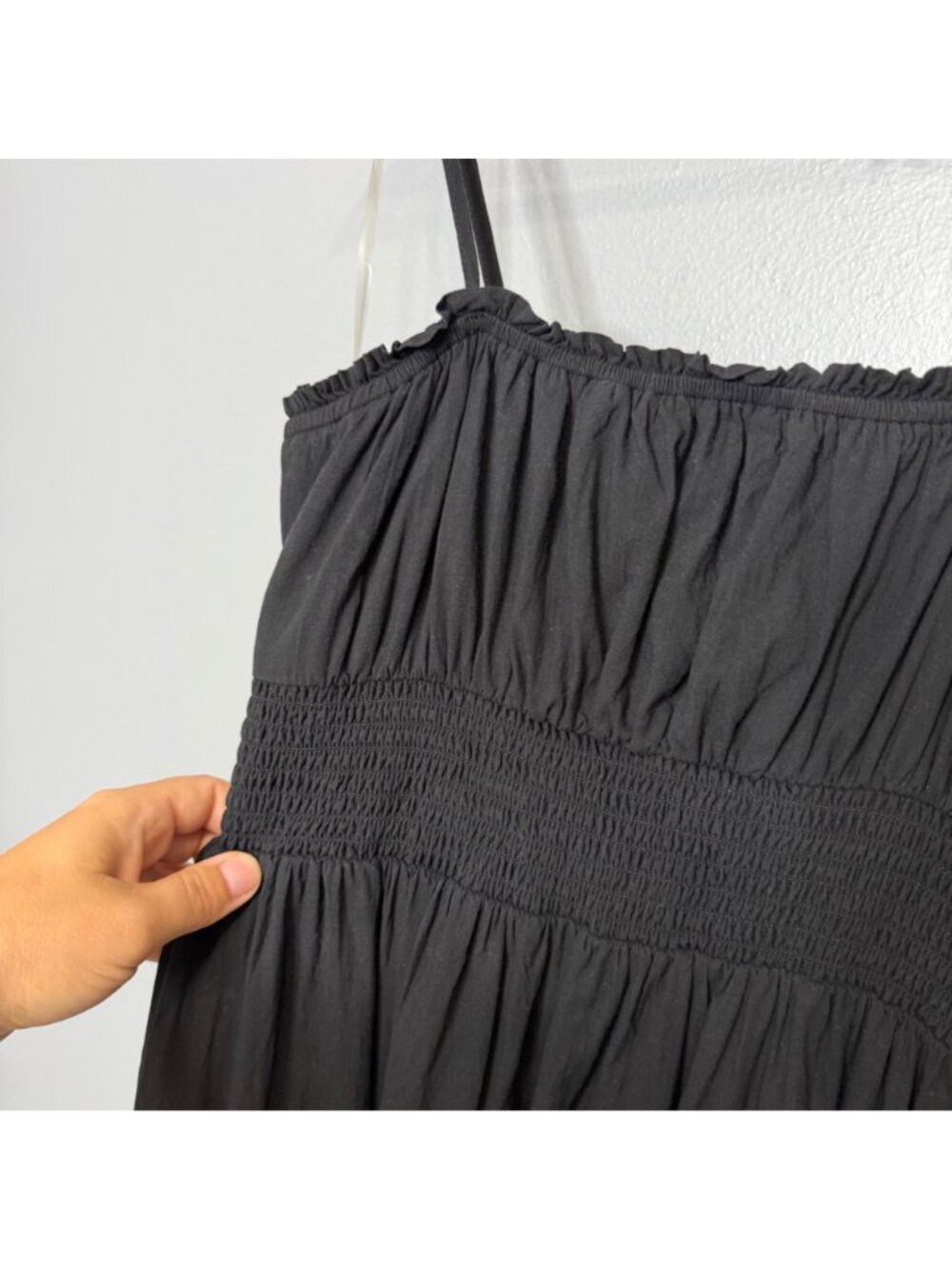 AMERICAN EAGLE black open back smocked cami dress size M - Picture 2 of 6